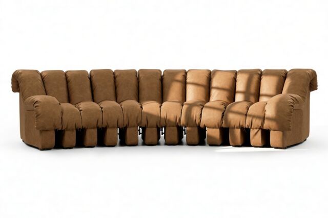 The DS 600 – Brown Vegan Suede, Three Seater Sofa