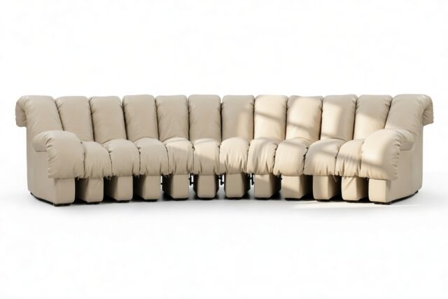 The DS 600 – Cream Vegan Leather, Three Seater Sofa