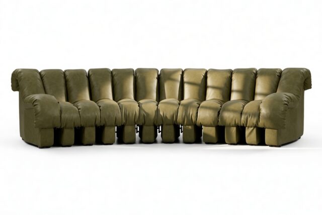 The DS 600 – Deep Olive Vegan Leather, Three Seater Sofa