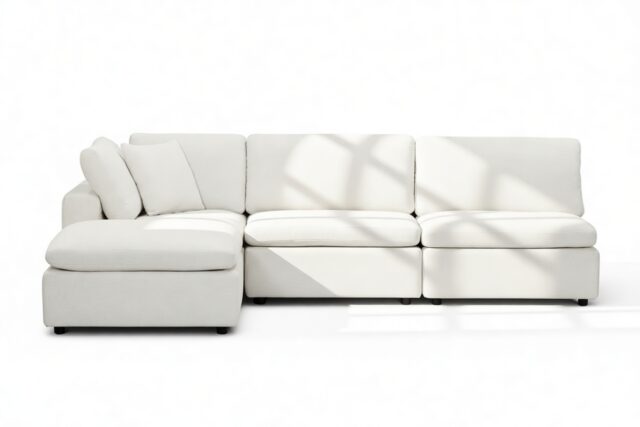 The Ciel – White Linen, Sectional (Left Chaise)