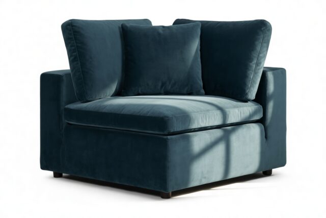 The Ciel – Prussian Blue Luxe Velvet, Corner Module