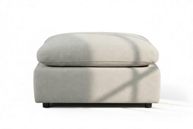 The Ciel – Soft Gray Brushed Weave, Ottoman