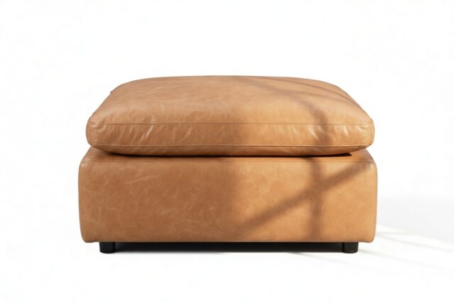 The Ciel – Tan Vegan Leather, Ottoman