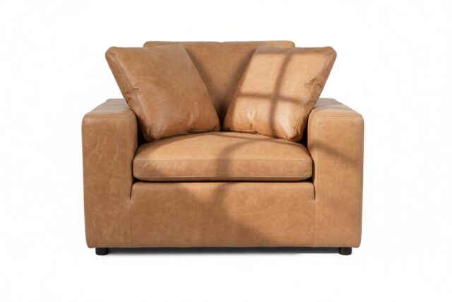 The Ciel – Tan Vegan Leather, Lounge Chair