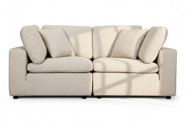 The Ciel – Beige Linen, Two Seater Sofa
