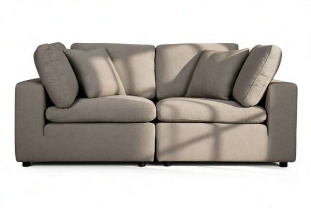The Ciel – Coffee Brushed Weave, Two Seater Sofa