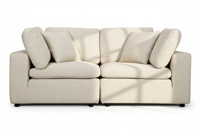 The Ciel – Oatmeal Brushed Weave, Two Seater Sofa
