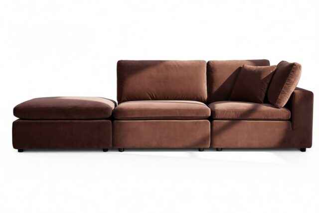 The Ciel – Cinnamon Velvet, Open End Sofa (Left)