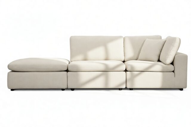 The Ciel – Oatmeal Brushed Weave, Open End Sofa (Left)