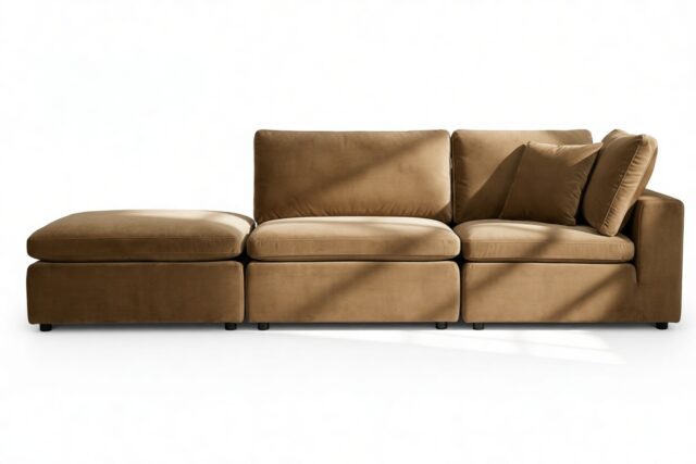 The Ciel – Old Gold Velvet, Open End Sofa (Left)