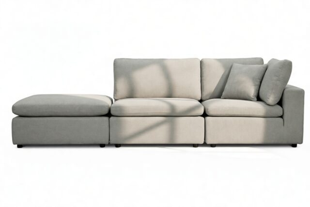 The Ciel – Soft Gray Brushed Weave, Open End Sofa (Left)