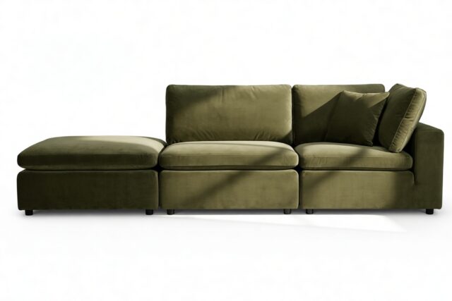 The Ciel – Spruce Luxe Velvet, Open End Sofa (Left)