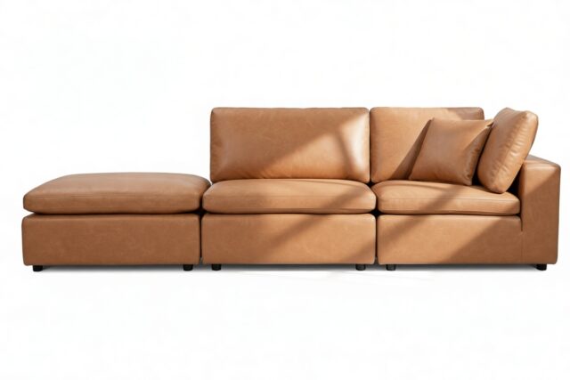 The Ciel – Tan Vegan Leather, Open End Sofa (Left)