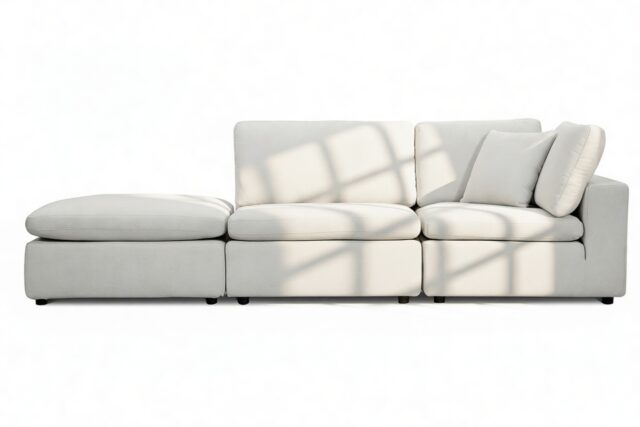 The Ciel – White Linen, Open End Sofa (Left)