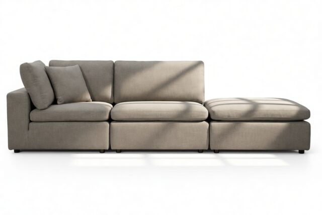 The Ciel – Coffee Brushed Weave, Open End Sofa (Right)