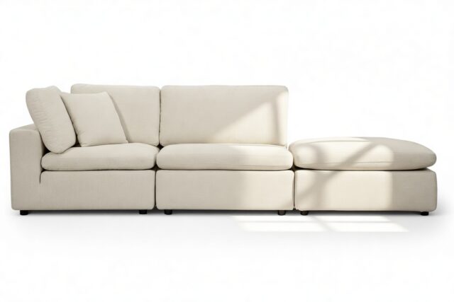 The Ciel – Oatmeal Brushed Weave, Open End Sofa (Right)