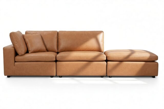 The Ciel – Tan Vegan Leather, Open End Sofa (Right)