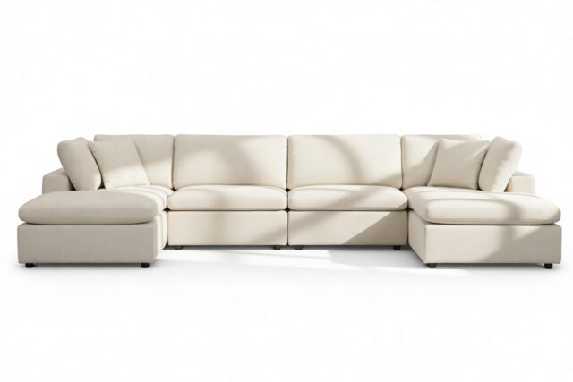 The Ciel – Beige Linen, Sectional (Double Chaise)