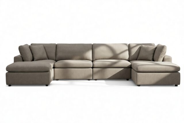 The Ciel – Coffee Brushed Weave, Sectional (Double Chaise)