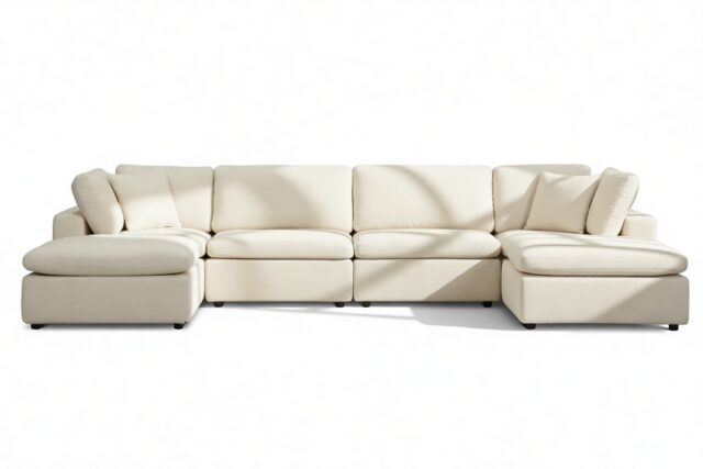 The Ciel – Oatmeal Brushed Weave, Sectional (Double Chaise)