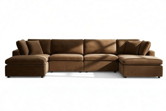 The Ciel – Old Gold Velvet, Sectional (Double Chaise)