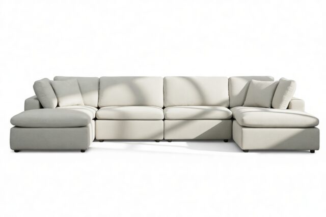 The Ciel – Soft Gray Brushed Weave, Sectional (Double Chaise)