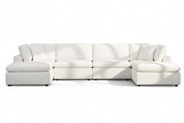 The Ciel – White Linen, Sectional (Double Chaise)