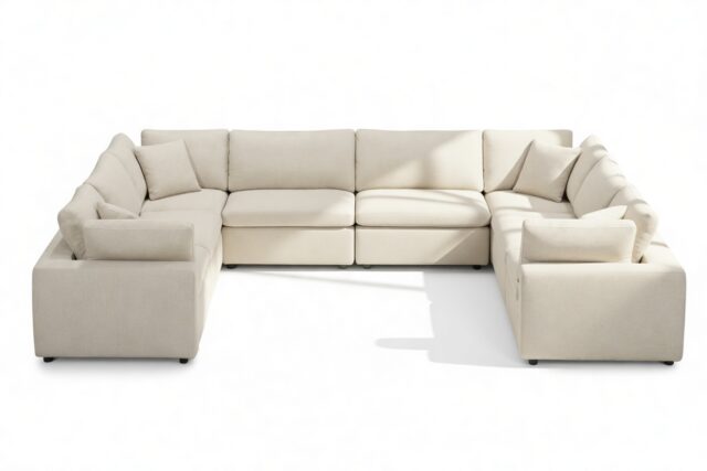 The Ciel – Beige Linen, Sectional (Eight Seater)