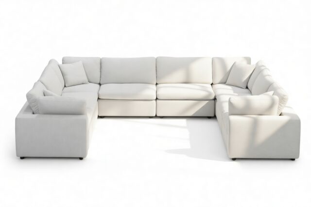 The Ciel – Dove Linen, Sectional (Eight Seater)