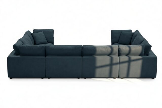 The Ciel – Prussian Blue Luxe Velvet, Sectional (Eight Seater)