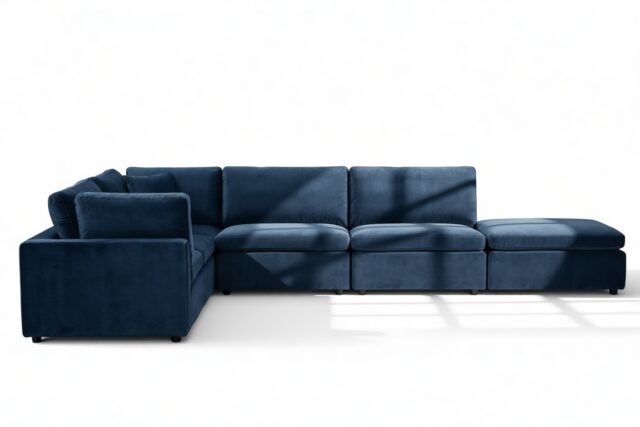 The Ciel – Prussian Blue Luxe Velvet, Sectional (Left Corner)
