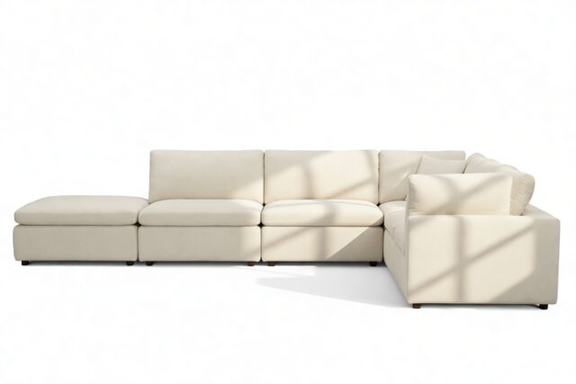 The Ciel – Oatmeal Brushed Weave, Sectional (Right Corner)