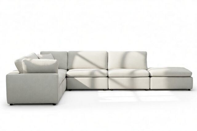 The Ciel – Soft Gray Brushed Weave, Sectional (Left Corner)