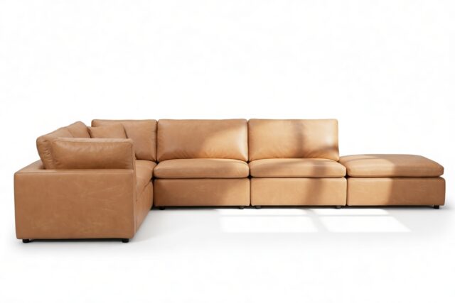 The Ciel – Tan Vegan Leather, Sectional (Left Corner)