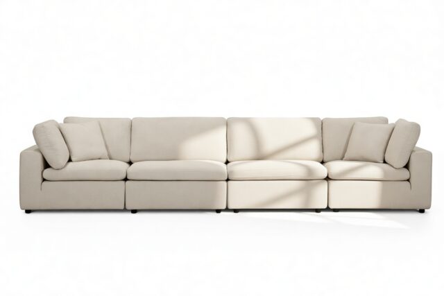 The Ciel – Beige Linen, Four Seater Sofa