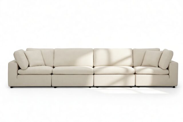 The Ciel – Oatmeal Brushed Weave, Four Seater Sofa