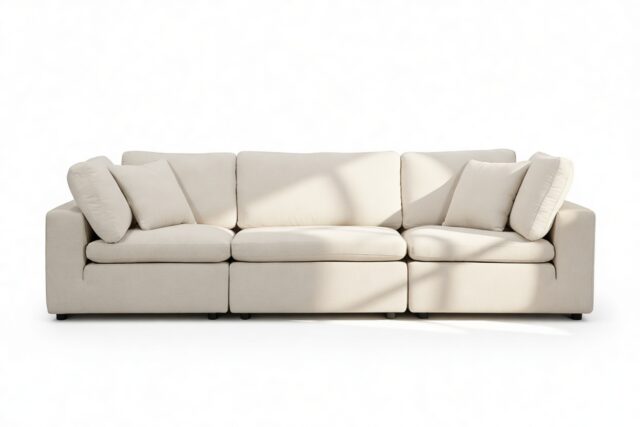 The Ciel – Beige Linen, Three Seater