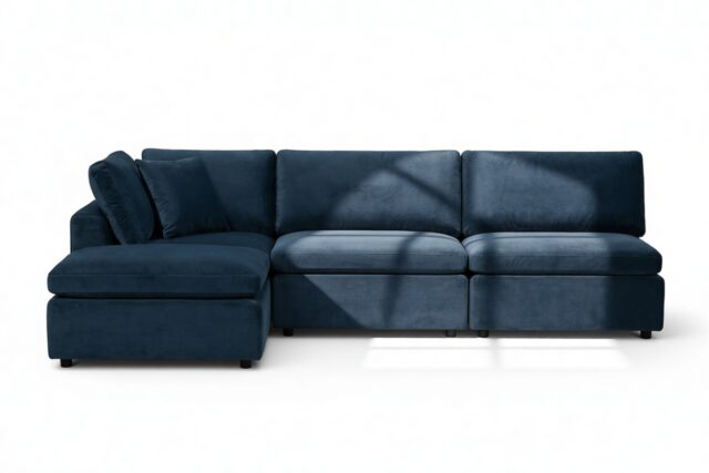 The Ciel – Prussian Blue Luxe Velvet, Sectional (Left Chaise)