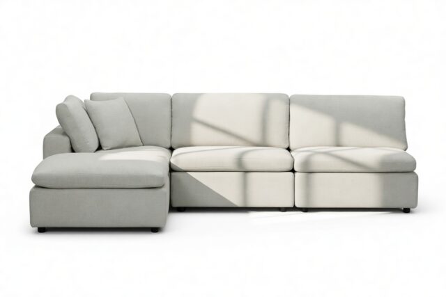 The Ciel – Soft Gray Brushed Weave, Sectional (Left Chaise)