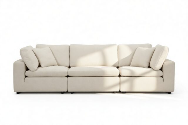 The Ciel – Oatmeal Brushed Weave, Three Seater