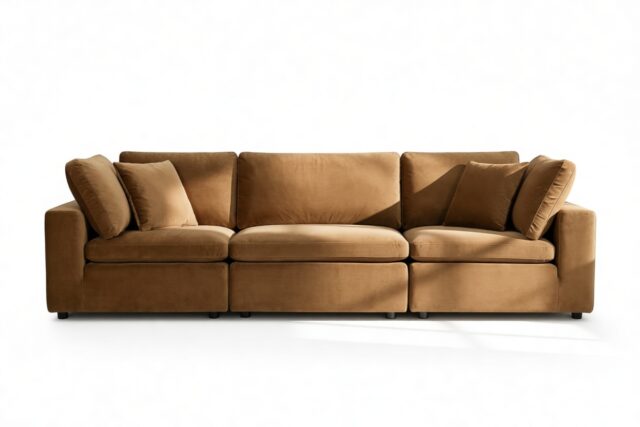 The Ciel – Old Gold Velvet, Three Seater