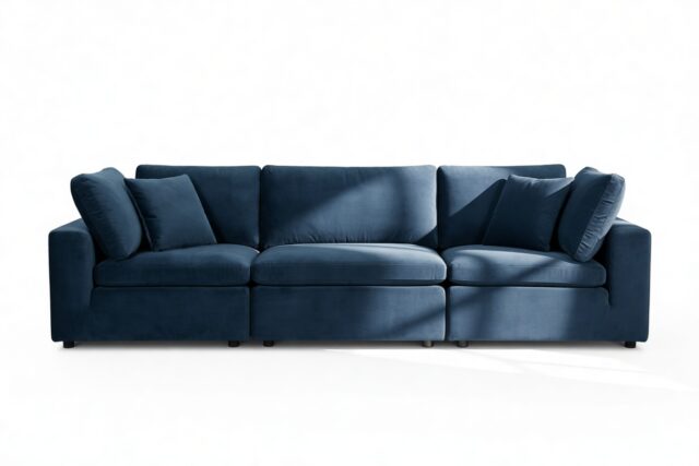 The Ciel – Prussian Blue Luxe Velvet, Three Seater