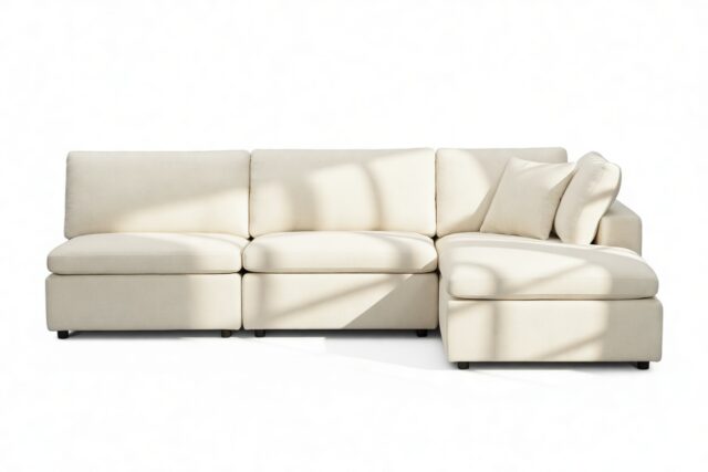The Ciel – Oatmeal Brushed Weave, Sectional (Right Chaise)