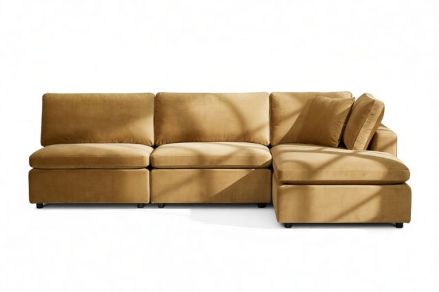 The Ciel – Old Gold Velvet, Sectional (Right Chaise)
