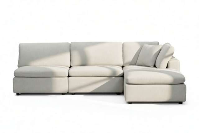 The Ciel – Soft Gray Brushed Weave, Sectional (Right Chaise)