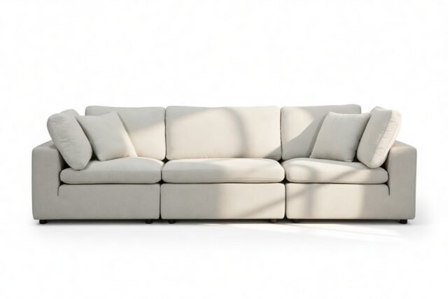 The Ciel – Soft Gray Brushed Weave, Three Seater