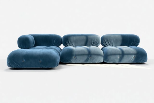 The Bellini – Aegean Blue Velvet, Sectional (Left Chaise)