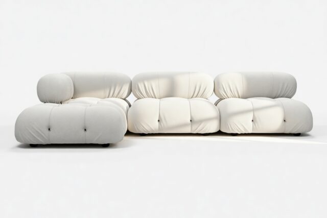 The Bellini – White Boucle, Sectional (Left Chaise)