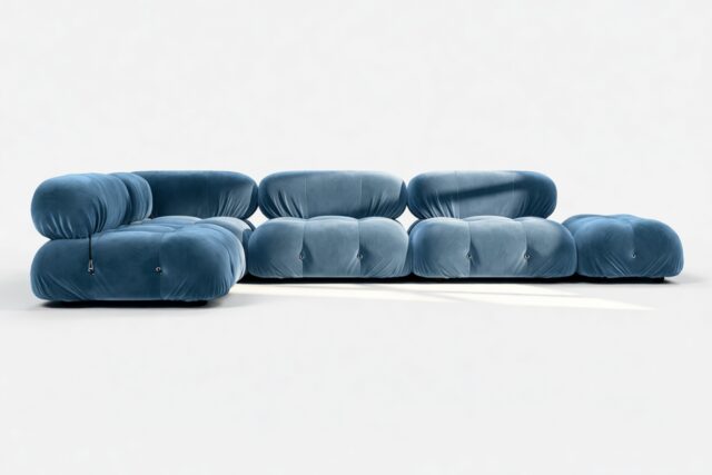 The Bellini – Aegean Blue Velvet, Sectional (Left Corner)