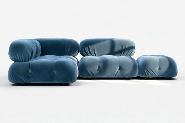 The Bellini – Aegean Blue Velvet, Sectional (Small Left Corner)